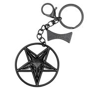 Kreepsville Baphomet Circle Charm Keychain - Gothic Pentagram Occult Key Rings