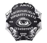 kreepsville Ouija Go Away Skull Handle Umbrella - Gothic Compact Folding Automatic