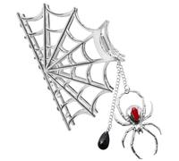 Kreepsville Web Claw Clip - Spider Charm Gothic Halloween Hair Accessory, Silver,