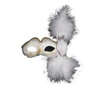 Kreeqe Adorable Half Face Mask Set for Children, Colourful Feather Options, American Carnival, Christmas (White-D, M)