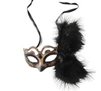 Kreeqe Adorable Kids Half Face Mask Set with Luminous Feather Options American Carnival Christmas (Black-D, M)