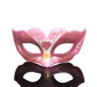 Kreeqe Adorable Kids Half Face Mask Set with Luminous Feather Options, American Carnival, Christmas (Pink-A,M)