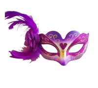 Kreeqe Adorable Kids Half Face Mask Set with Luminous Feather Options, American Carnival, Christmas (Purple-B,M)