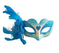 Kreeqe Adorable Kids Half Face Mask Set with Luminous Feather Options, American Carnival, Christmas (Sky Blue-B,M)