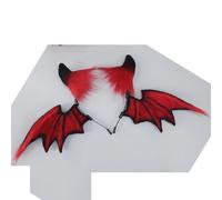 Kreeqe Adorable Plush Bat Beast Ear Headband Halloween Party Supplies Gothic Devil Cosplay Character Transformation (Red(B), M)