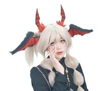 Kreeqe Adorable Plush Bat Beast Ear Headband Halloween Party Supplies Gothic Devil Cosplay Character Transformation (Red(A), M)