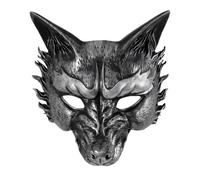 [Kreeqe] Amazing Realistic 3D Animal Mask PU Foam Accessory for Mardi Gras Parade Halloween Carnival Party (RP-Silver, M)