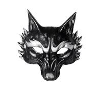 [Kreeqe] Amazing Realistic 3D Animal Mask PU Foam Accessory for Mardi Gras Parade Halloween Carnival Party (Black Silver, M)