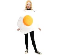 Kreeqe Amusing Fried Egg Bacon Adult Partner Costume Set Non Scary Easy Halloween Outfits Funny Food Role Play(white,M)