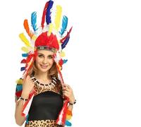 Kreeqe Authentic Feathered Native American Chief Headdress Complete Costume Prop Set for Adult Halloween Tribal Events(Luxurious-Indian-h,M)