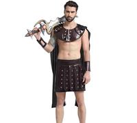 Kreeqe Authentic Greek Spartan Gladiator Warrior Costume Adults Unisex Last Minute Halloween Pop Culture Events(black-caped,M)