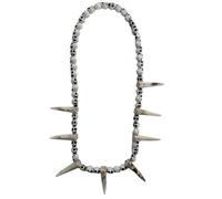 Kreeqe Authentic Indian Crow Feather Tribal Headdress Customizable Bone Necklace Bracelet Indigenous Warrior Prop Set(A,M)