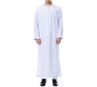Kreeqe Authentic Omani Dishdasha Traditional Arabic Robe for Men Polyester Crew Neck Pure White Ethnic Clothing Chest Girth (White, 58)