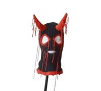 Kreeqe Cozy Adult Halloween Beanie Hat Featuring Bunny Ears Clown Face Designs Holiday Party Costume Accessory(black-red,M)