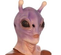 Kreeqe Eerie Authentic Latex Full Head Mask Alien Creature Design Halloween Horror Party Cosplay Accessory Adult 14 Plus(Aliens-have-horns,M)