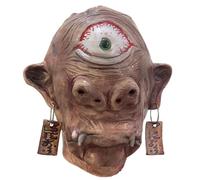 Kreeqe Eerie Authentic Latex Full Head Mask Alien Creature Design Halloween Horror Party Cosplay Accessory Adult 14 Plus(One-eyed-monster,M)