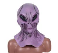 Kreeqe Eerie Authentic Latex Full Head Mask Alien Creature Design Halloween Horror Party Cosplay Accessory Adult 14 Plus(Alien-purple,M)