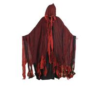 Kreeqe Eerie Death Cloak Halloween Costume Set Adults Teens Last Minute Party Outfit Multiple Colors(Rags-cape-red-black,M)
