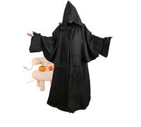 Kreeqe Eerie Death Cloak Halloween Costume Set Adults Teens Last Minute Party Outfit Multiple Colors(black-Magic-Cape,M)