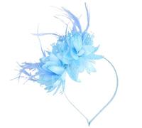 Kreeqe Elegant Feather Lace Hair Clips Women Hair Accessories for Holiday Christmas Halloween Cocktail Party Handmade Headwear (Blue, M)
