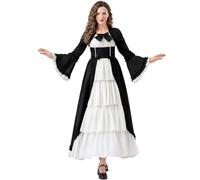Kreeqe Elegant Medieval Gothic Queen Costume Dress for Women Last Minute Halloween Party Cosplay Plus Size(black,M)