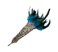 Kreeqe Enchanting Gothic Witch Style Lace Feather Arm Bracelet Diamond Accent Open Design Womens Hollow Out Sleeve (Light-blue,M)