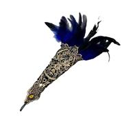 Kreeqe Enchanting Gothic Witch Style Lace Feather Arm Bracelet Diamond Accent Open Design Womens Hollow Out Sleeve (Blue,M)