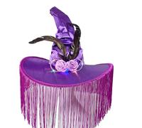 Kreeqe Enchanting Halloween Party Hats Witch Hat Ruffled Brim Costume Multiple Gothic Designs Oxford Cloth(purple(B),M)