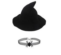 Kreeqe Enchanting Halloween Party Hats Witch Hat Ruffled Brim Costume Multiple Gothic Designs Oxford Cloth(suit,M)