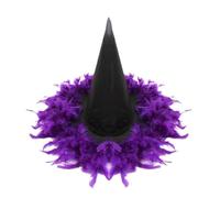 Kreeqe Enchanting Halloween Party Hats Witch Hat Ruffled Brim Costume Multiple Gothic Designs Oxford Cloth(The-wool-is-purple,M)