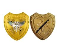 Kreeqe Epic Roman Viking Medieval Warrior Armor Shield Sword Helmet Props Set for Adult Halloween Cosplay Role Play(Triangular-golden-,M)