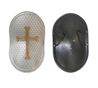 Kreeqe Epic Roman Viking Medieval Warrior Armor Shield Sword Helmet Props Set for Adult Halloween Cosplay Role Play(Solid-oval-silver-,M)