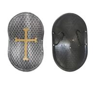 Kreeqe Epic Roman Viking Medieval Warrior Armor Shield Sword Helmet Props Set for Adult Halloween Cosplay Role Play(Elliptical-silver-,M)