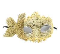 Kreeqe Exquisite Venice Halloween Butterfly Side Mask Roman Column Elegant Handheld Cover Adults Parties Festivals(golden,M)