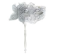 Kreeqe Exquisite Venice Halloween Butterfly Side Mask Roman Column Elegant Handheld Cover Adults Parties Festivals(silver-B,M)