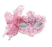 Kreeqe Exquisite Venice Halloween Butterfly Side Mask Roman Column Elegant Handheld Cover Adults Parties Festivals(pink,M)