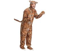 Kreeqe Fierce Adult Tiger Costume Last Minute Easy Quick Halloween Animal Cosplay Outfit Full Body Jumpsuit M XL(tiger,XL)