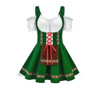 Kreeqe Flattering Beer Girl Costume Easy Adult Stage Performance Maid Dress Womens Body Shaping Party Outfit(W31643-green,S)