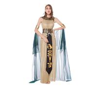 Kreeqe Gorgeous Cleopatra Pharaoh Greek Goddess Halloween Costume Easy Last Minute Costumes Women Fantasy Outfit(female,XL)
