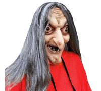 Kreeqe Haunting Latex Witch Pirate Balaclava Masks Set for Halloween Couples Female Scary Costume Parties(Silver-haired-witc,M)