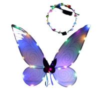 Kreeqe Magic Luminous Fairy Wings Adult Costume Accessory for Halloween, Christmas and Other Festive Occasions (Purple-[Colored-li,M])