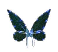 Kreeqe Magical Light Up Fairy Wings Costume Accessory for Adult Halloween Christmas Holiday Parties Prop(blue,M)