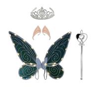 Kreeqe Magical Light Up Fairy Wings Costume Accessory for Adult Halloween Christmas Holiday Parties Prop(White-Lamp-[Crown-,M)