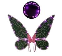 Kreeqe Magical Light Up Fairy Wings Costume Accessory for Adult Halloween Christmas Holiday Parties Prop(Pink-[Elf-Ears-+-G,M)
