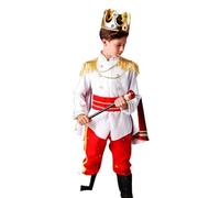 Kreeqe Majestic English King Costume Halloween Prince Outfit Teen Adult Cosplay Blue White Sizes 100cm to 150cm(Red-King,120cm)