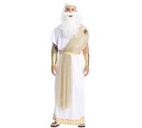Kreeqe Majestic Olympus King Greek God Zeus Costume Unisex Adult Stage Performance Halloween Attire Last Minute Easy Wear(white,M)