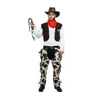 Kreeqe Mens Western Cowboy Halloween Costume Party Attire Complete Set Quick Easy Last Minute Adult Solution(CC969,M)