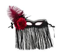 Kreeqe Mysterious Feather Tassel Mask Collection Venice Carnival Halloween Christmas Horror Style Half Full Face Masks (MJ-171,M)