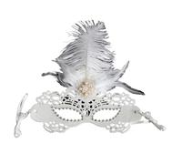 Kreeqe Mysterious Feather Tassel Mask Collection Venice Carnival Halloween Christmas Horror Style Half Full Face Masks (MJ-176,M)