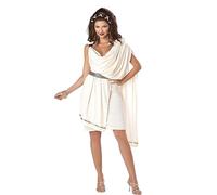 Kreeqe Radiant Greek Goddess Costume Elegant Flowing Irregular Hem Long Dress Adult Women Cosplay Halloween Party Outfit(white,XL)